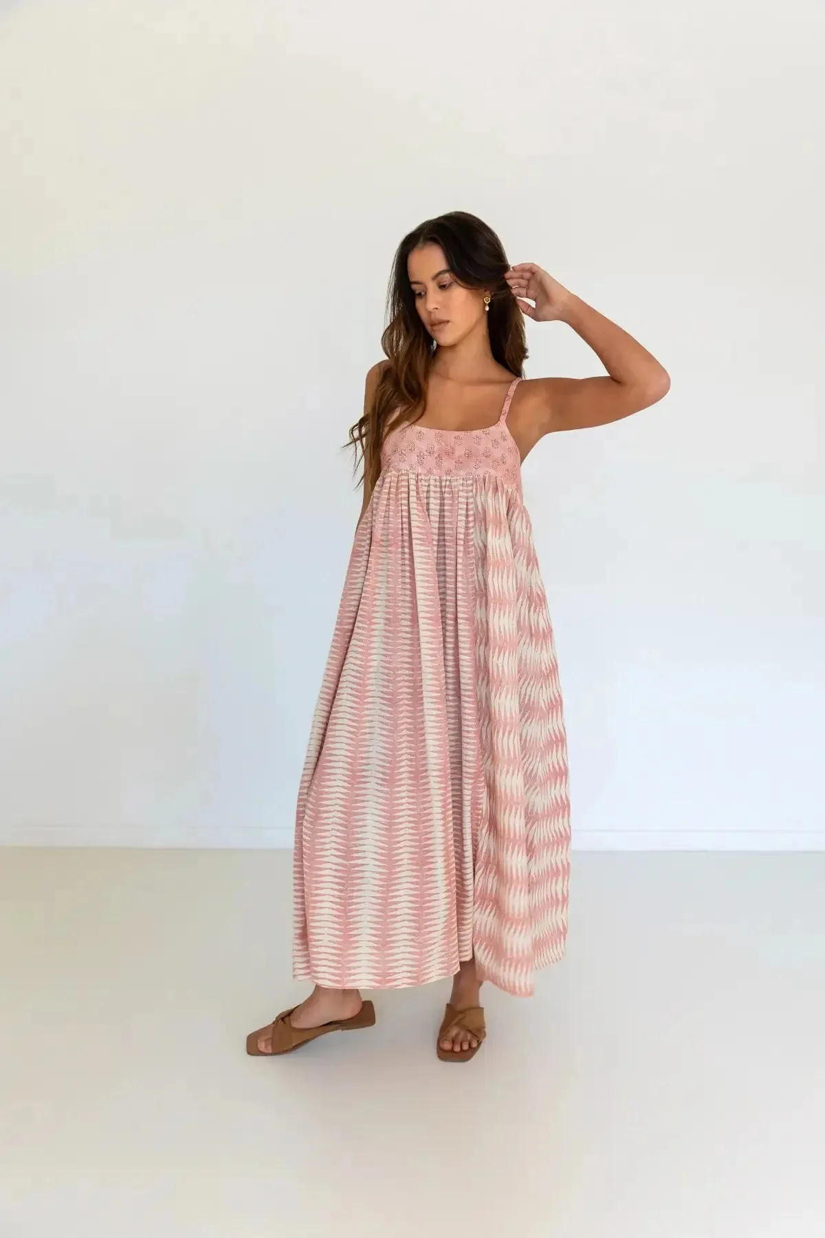 Puja Dress | Rose Hand Block Print