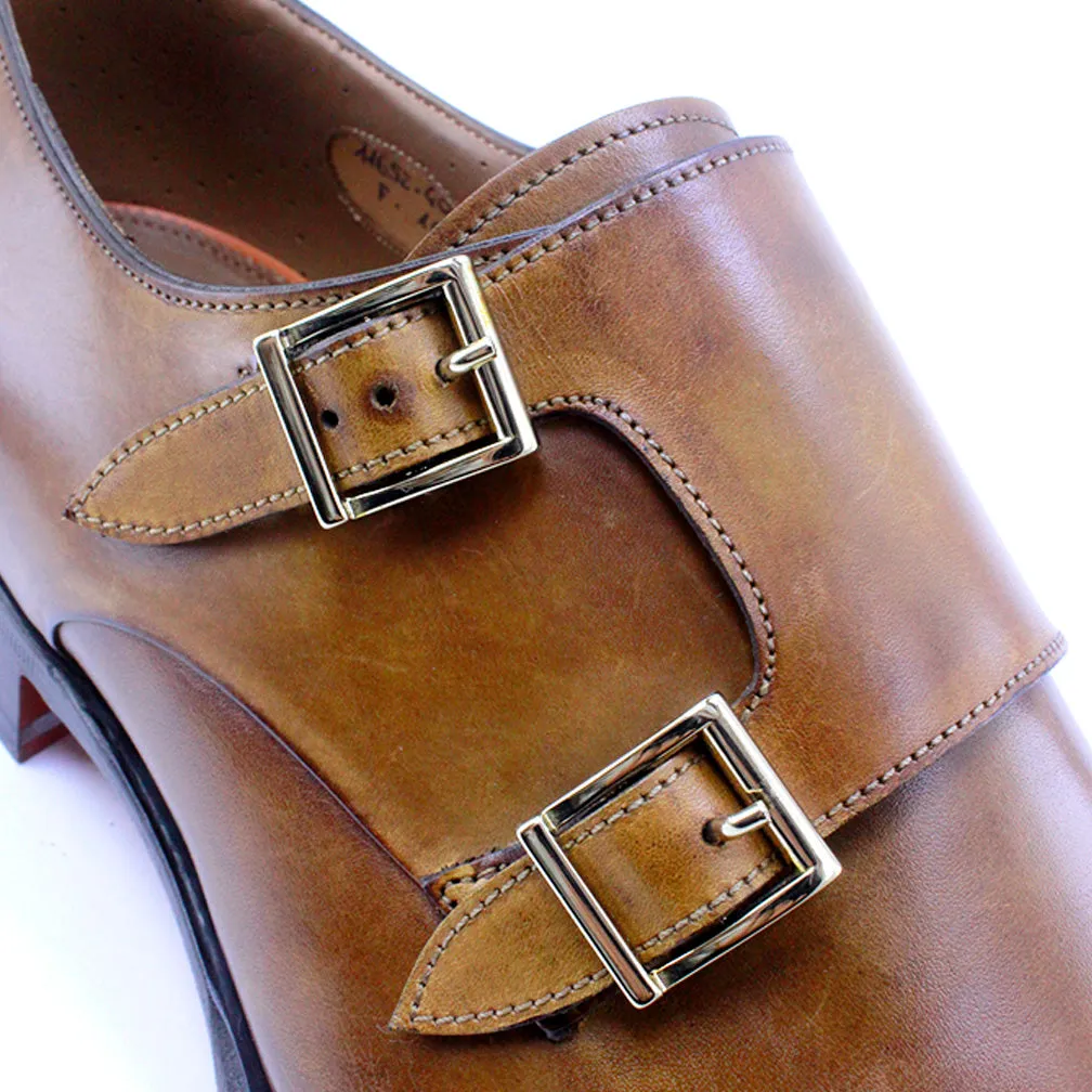 Santoni Leather Double-Buckle Shoes-TB0110