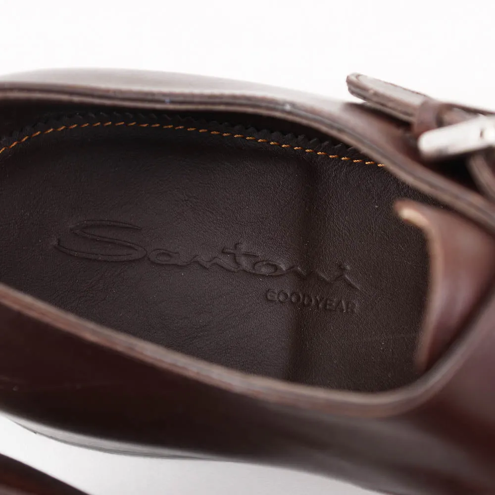 Santoni Single-Buckle Monk Strap in Brown