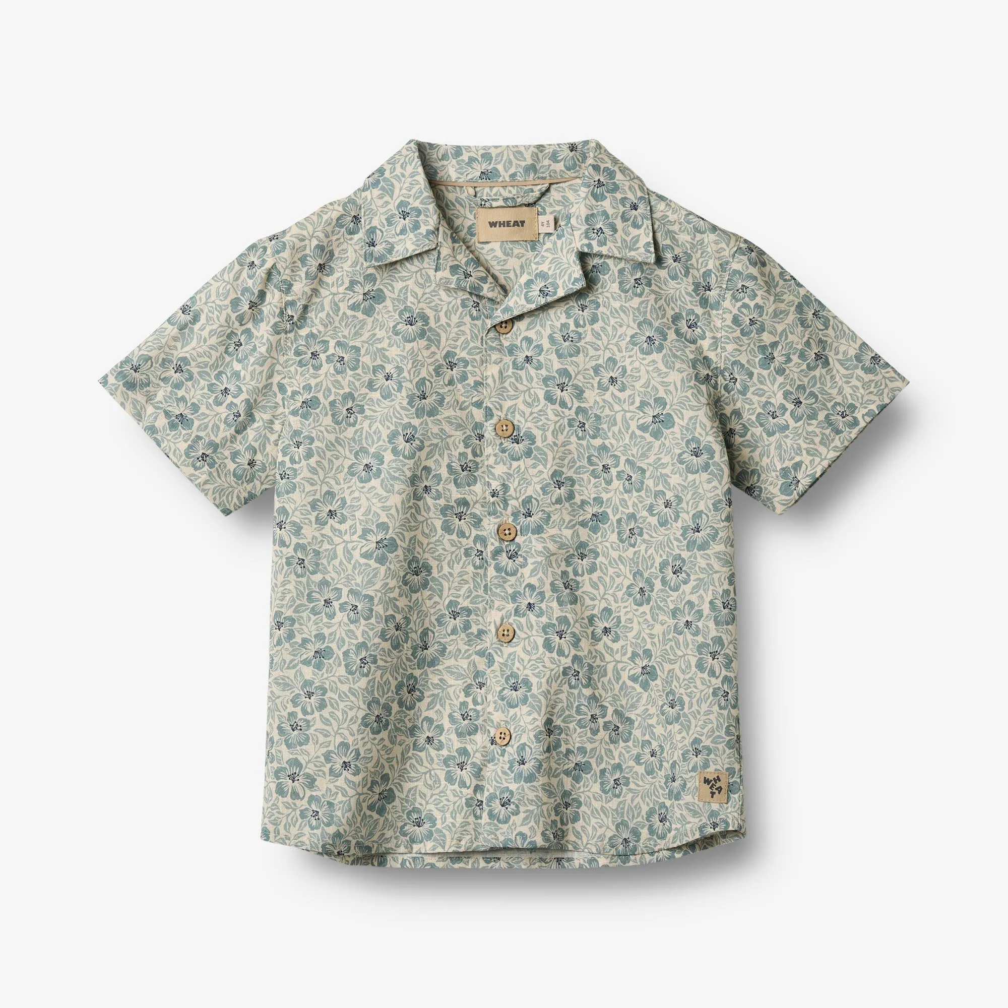 Shirt S/S Anker - aqua hawaii flowers