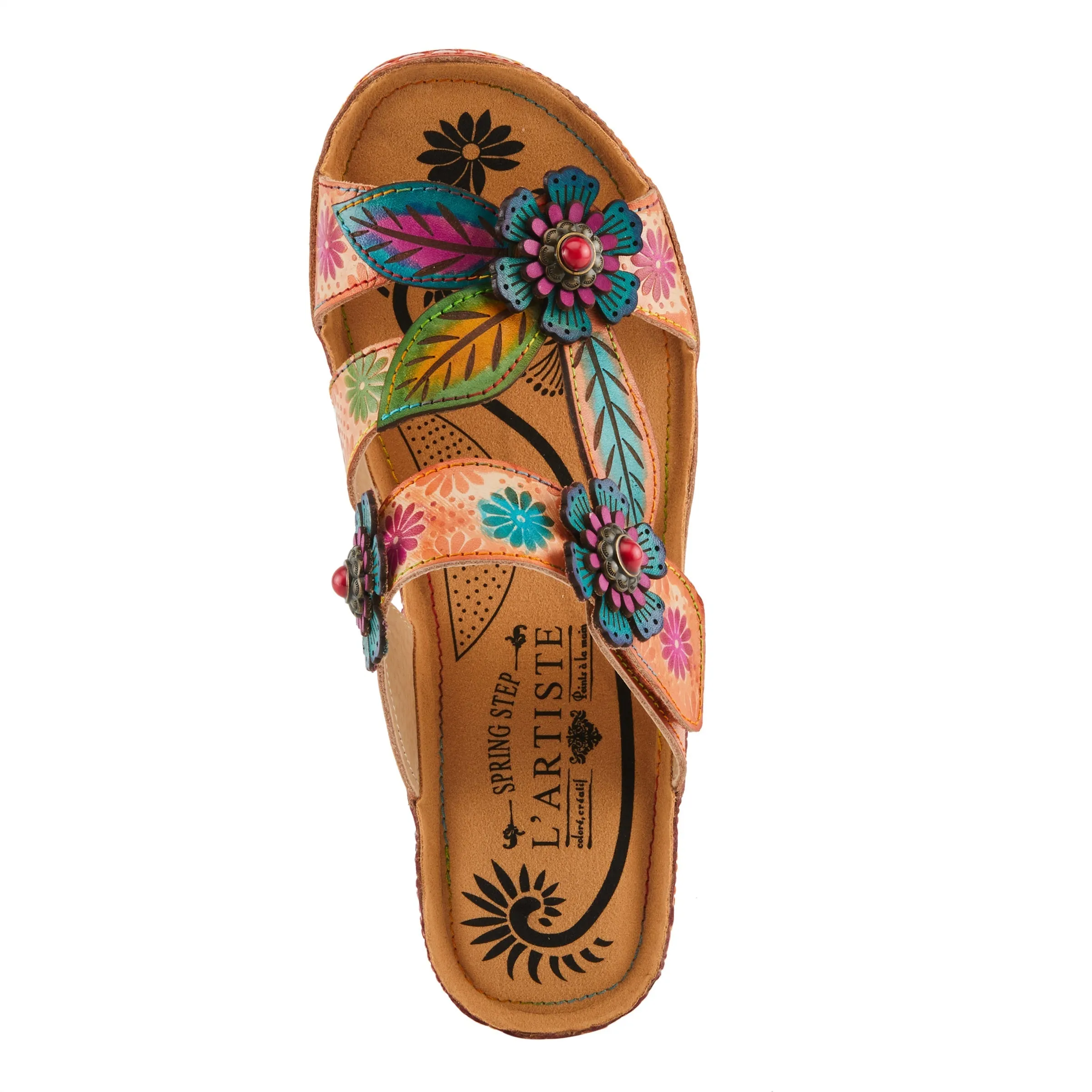 Spring Step Shoes L'Artiste Pillow Soft Sandals Women's Hand Painted Leather