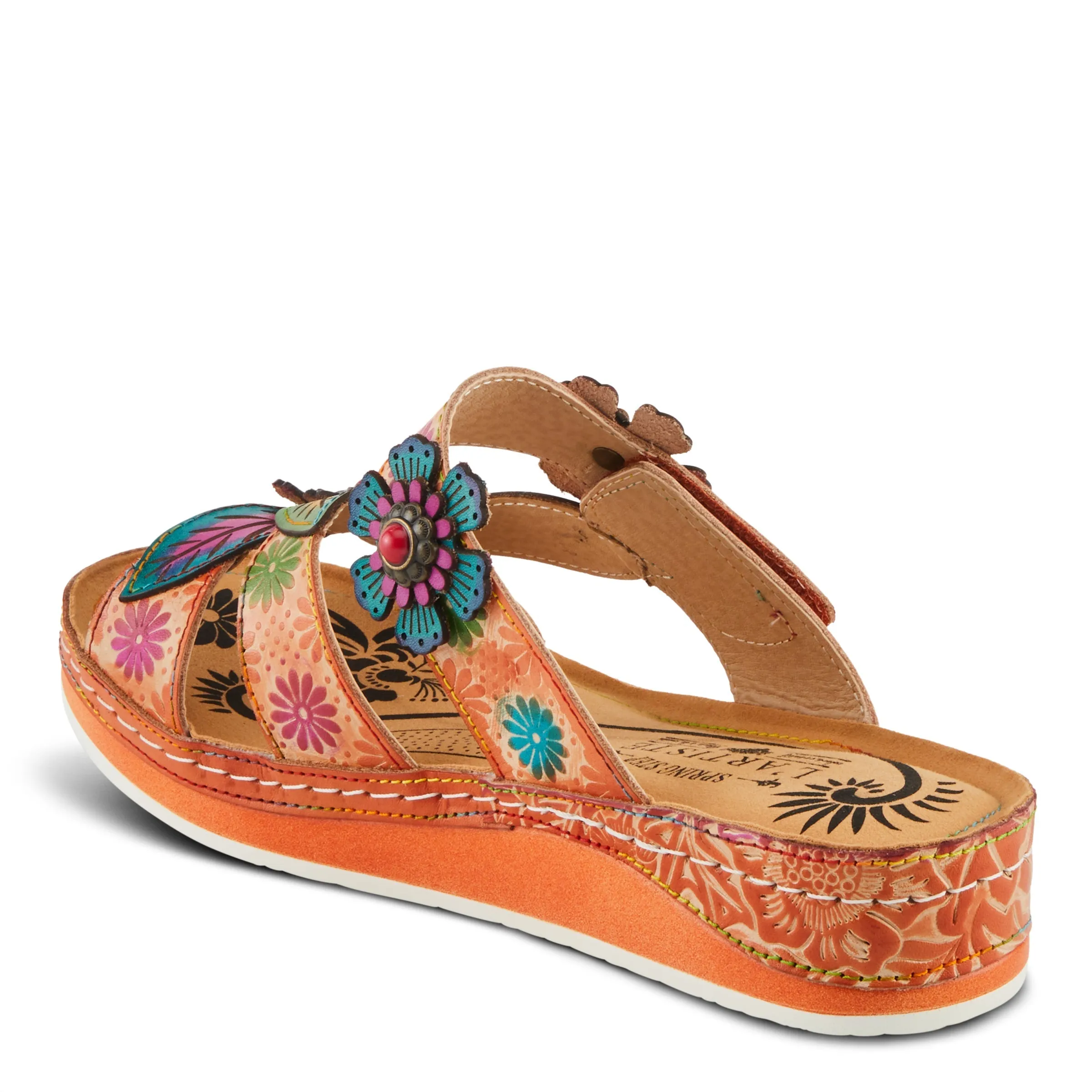 Spring Step Shoes L'Artiste Pillow Soft Sandals Women's Hand Painted Leather