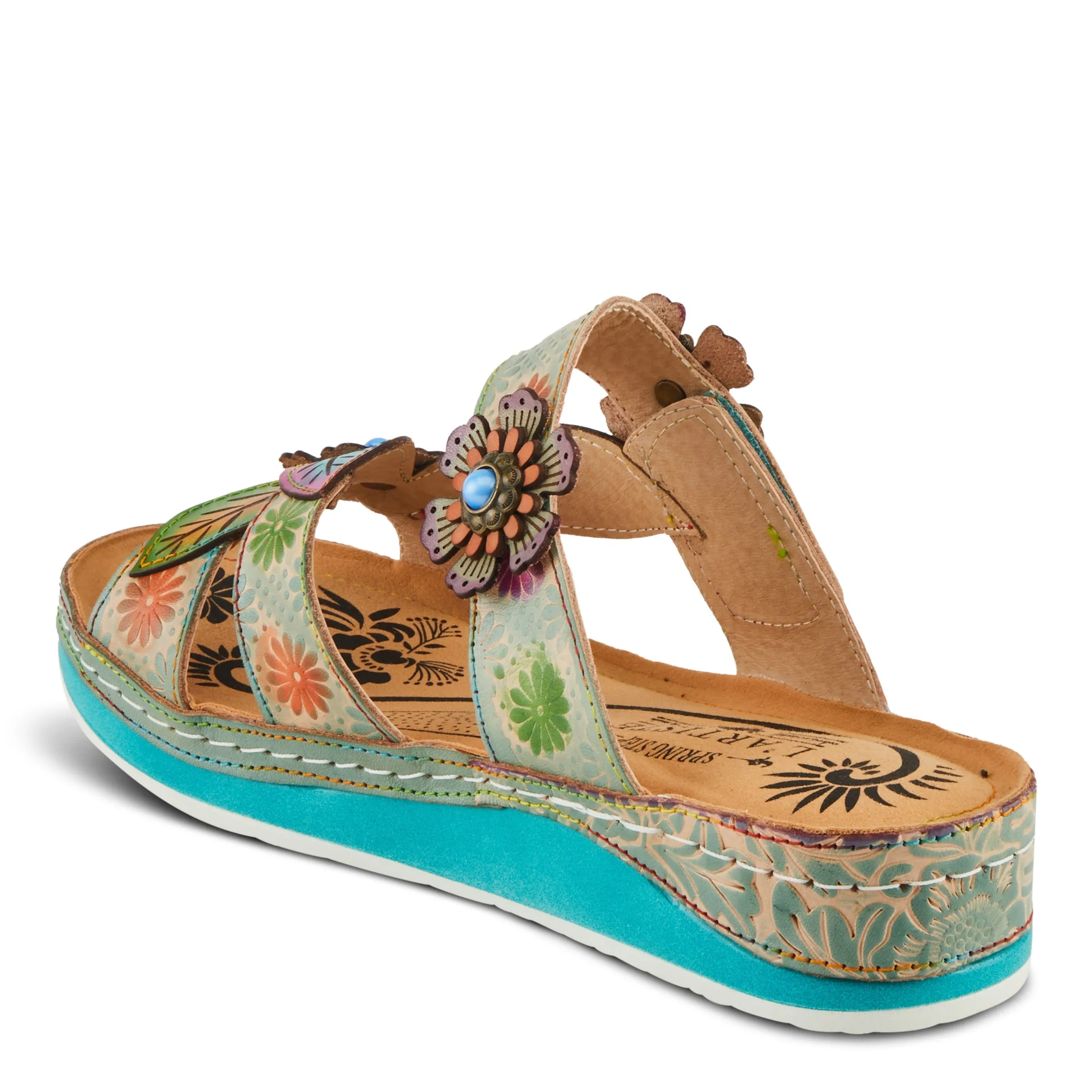 Spring Step Shoes L'Artiste Pillow Soft Sandals Women's Hand Painted Leather