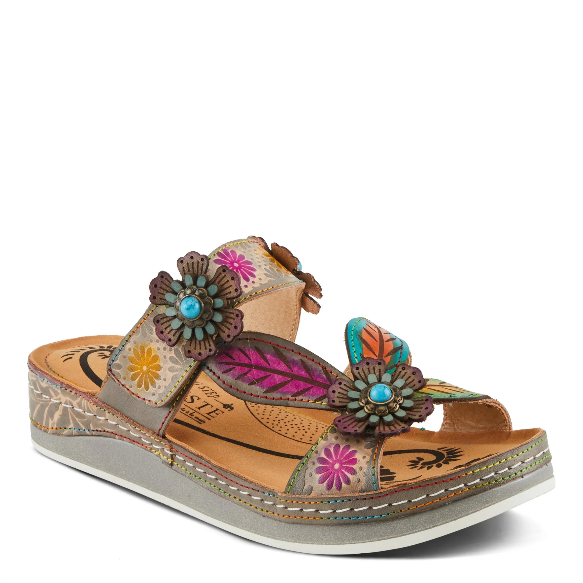 Spring Step Shoes L'Artiste Pillow Soft Sandals Women's Hand Painted Leather