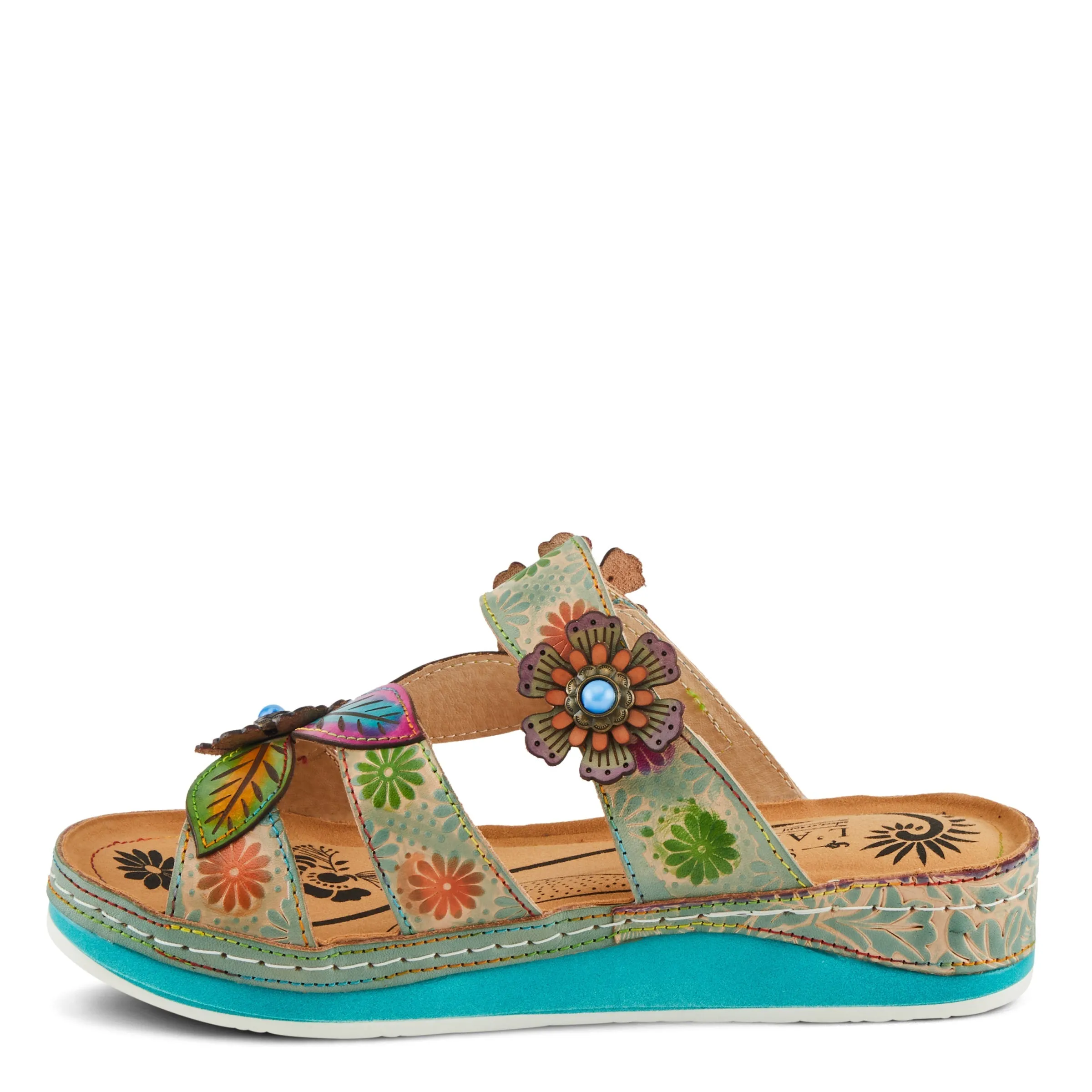 Spring Step Shoes L'Artiste Pillow Soft Sandals Women's Hand Painted Leather