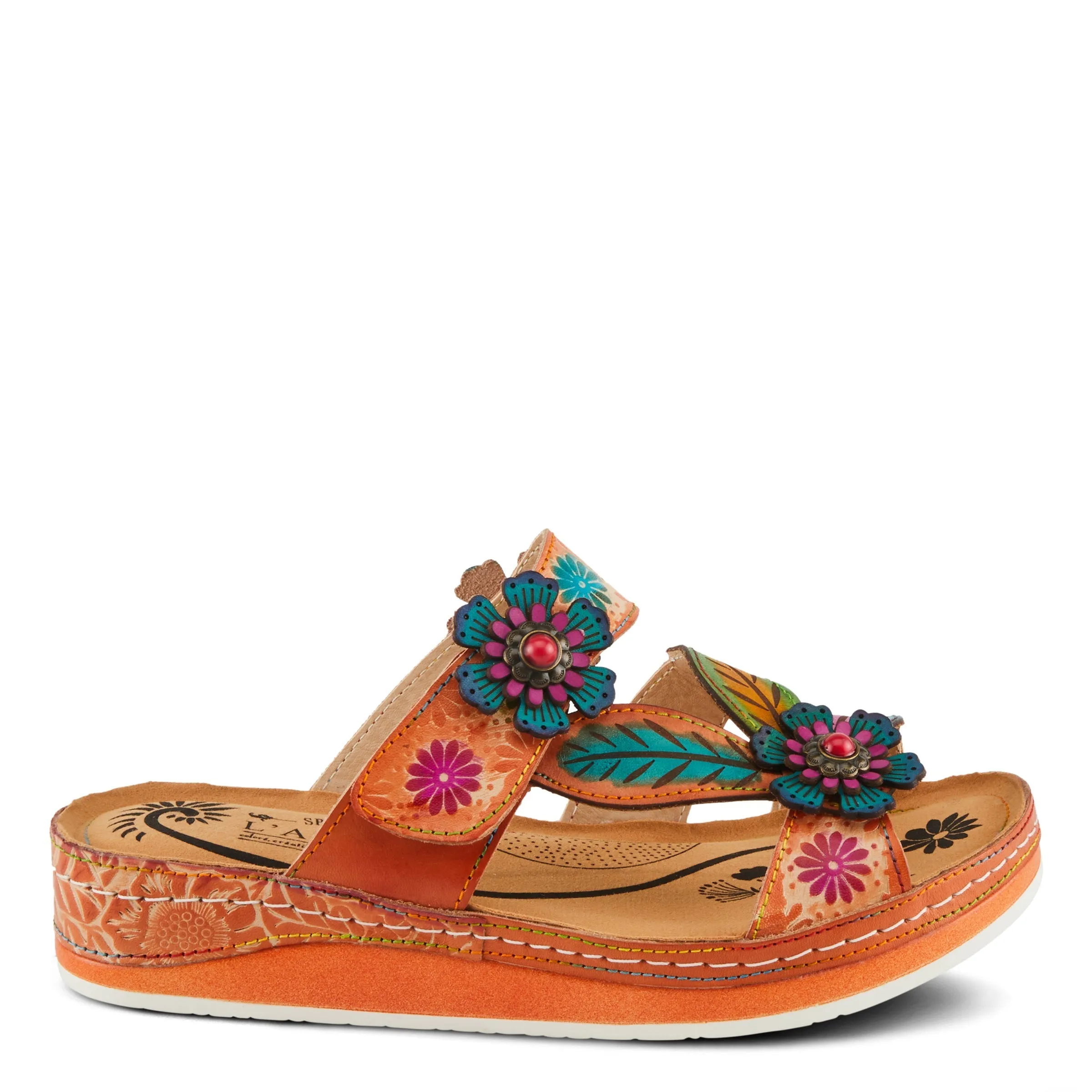 Spring Step Shoes L'Artiste Pillow Soft Sandals Women's Hand Painted Leather
