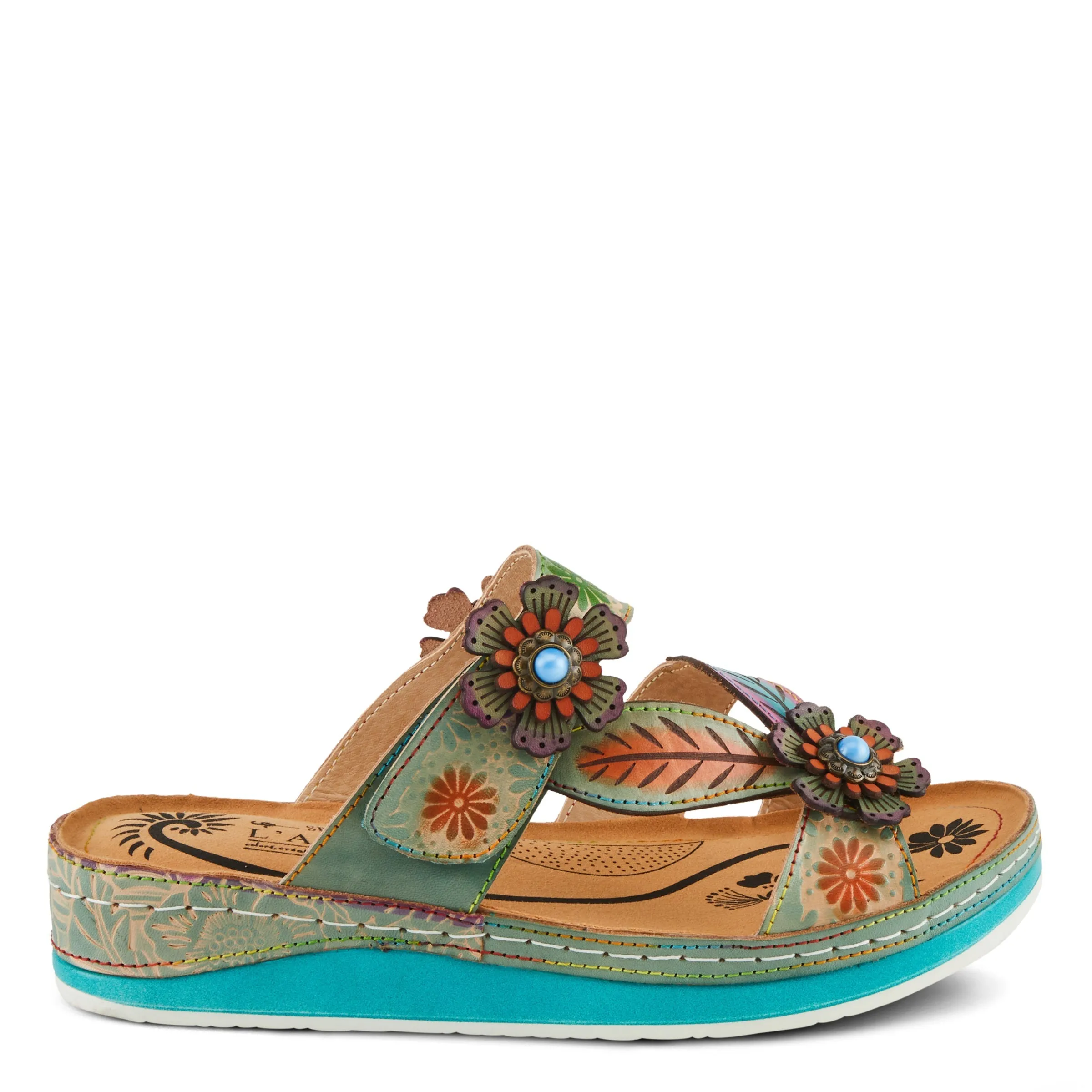 Spring Step Shoes L'Artiste Pillow Soft Sandals Women's Hand Painted Leather