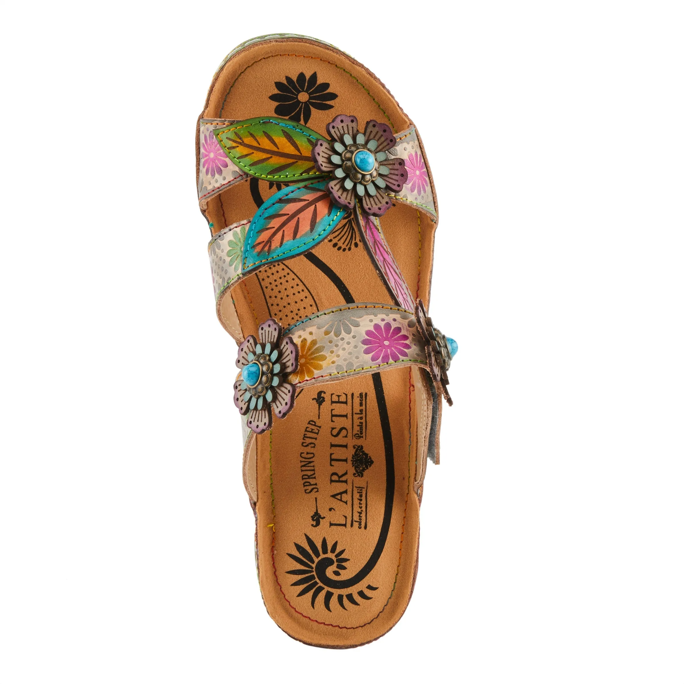 Spring Step Shoes L'Artiste Pillow Soft Sandals Women's Hand Painted Leather