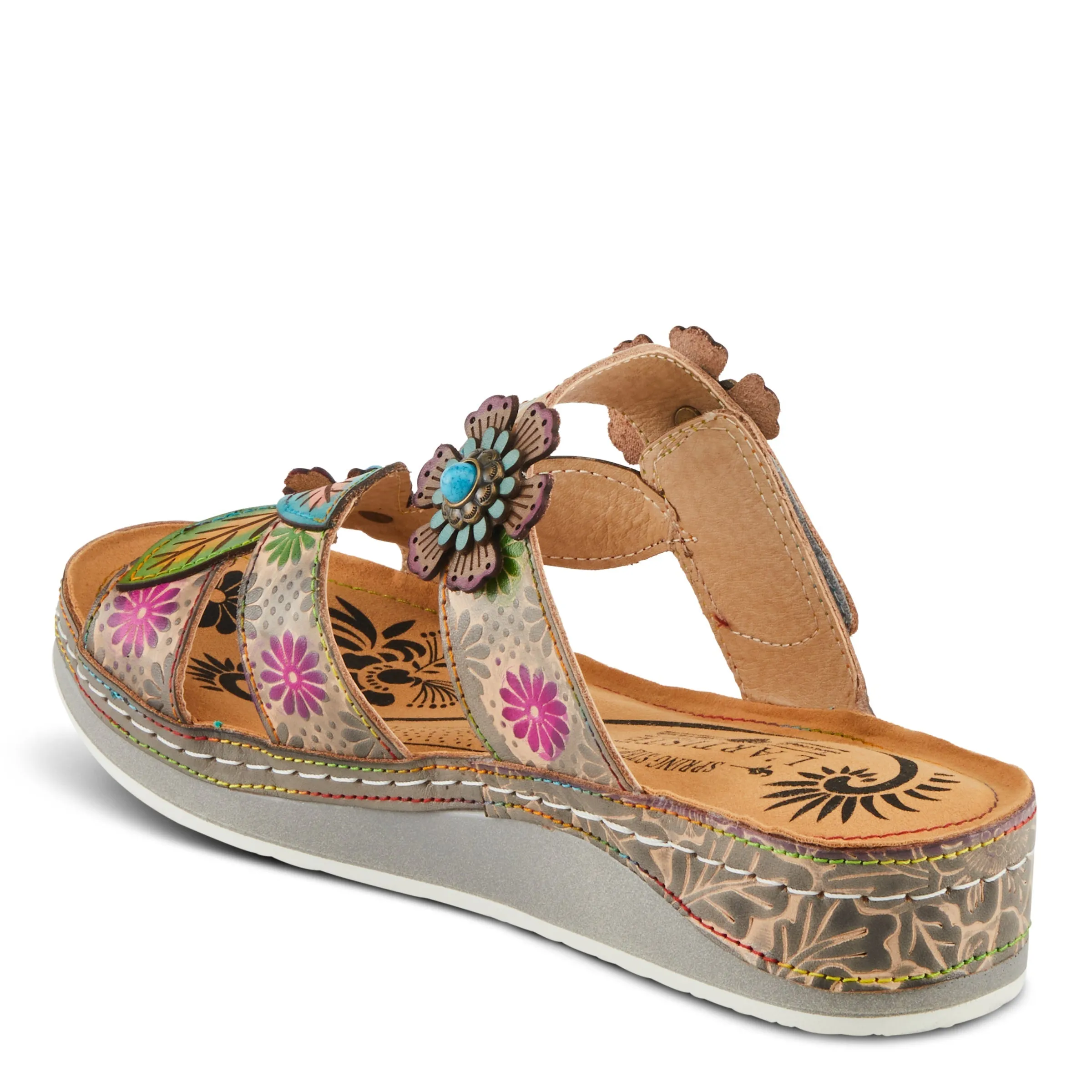 Spring Step Shoes L'Artiste Pillow Soft Sandals Women's Hand Painted Leather