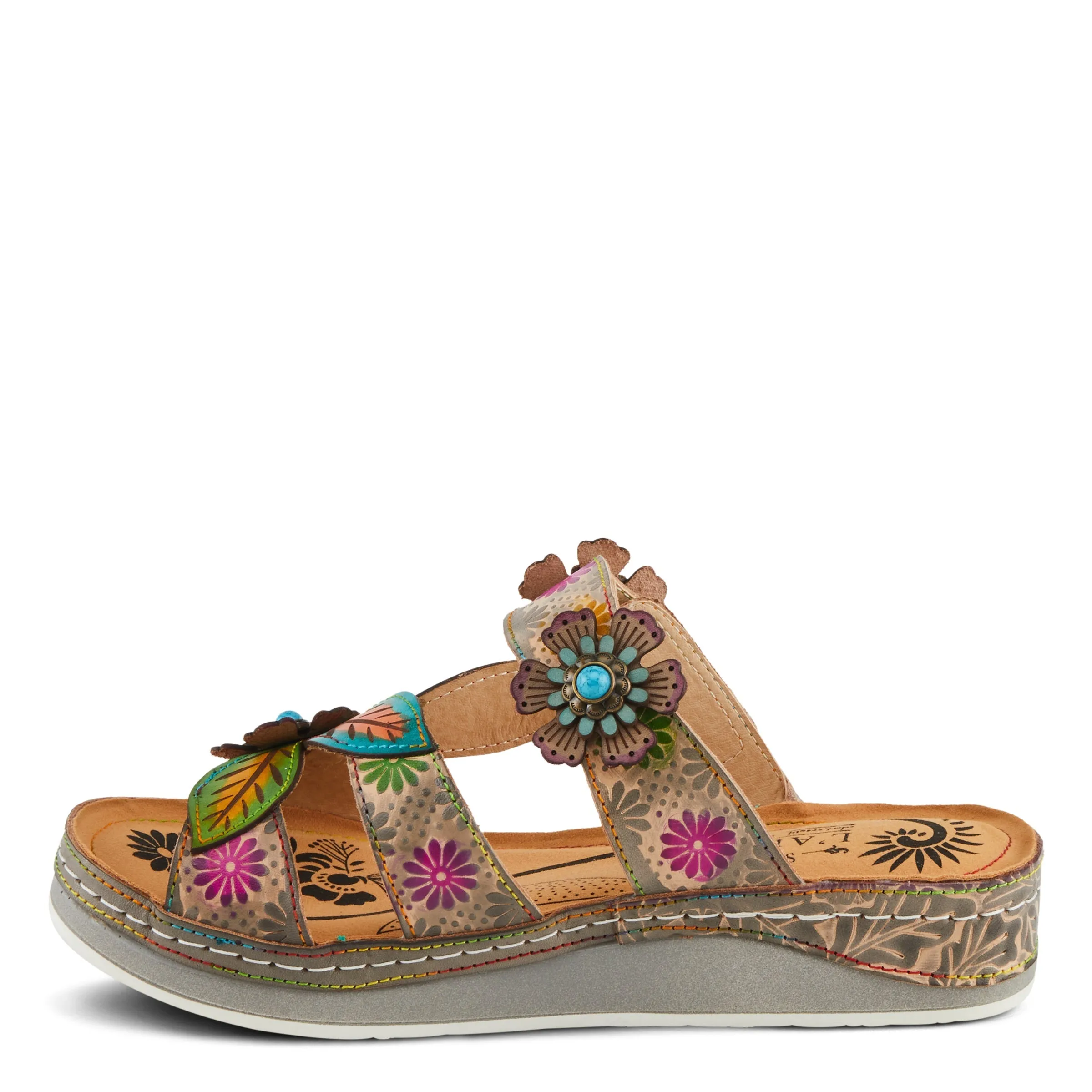 Spring Step Shoes L'Artiste Pillow Soft Sandals Women's Hand Painted Leather