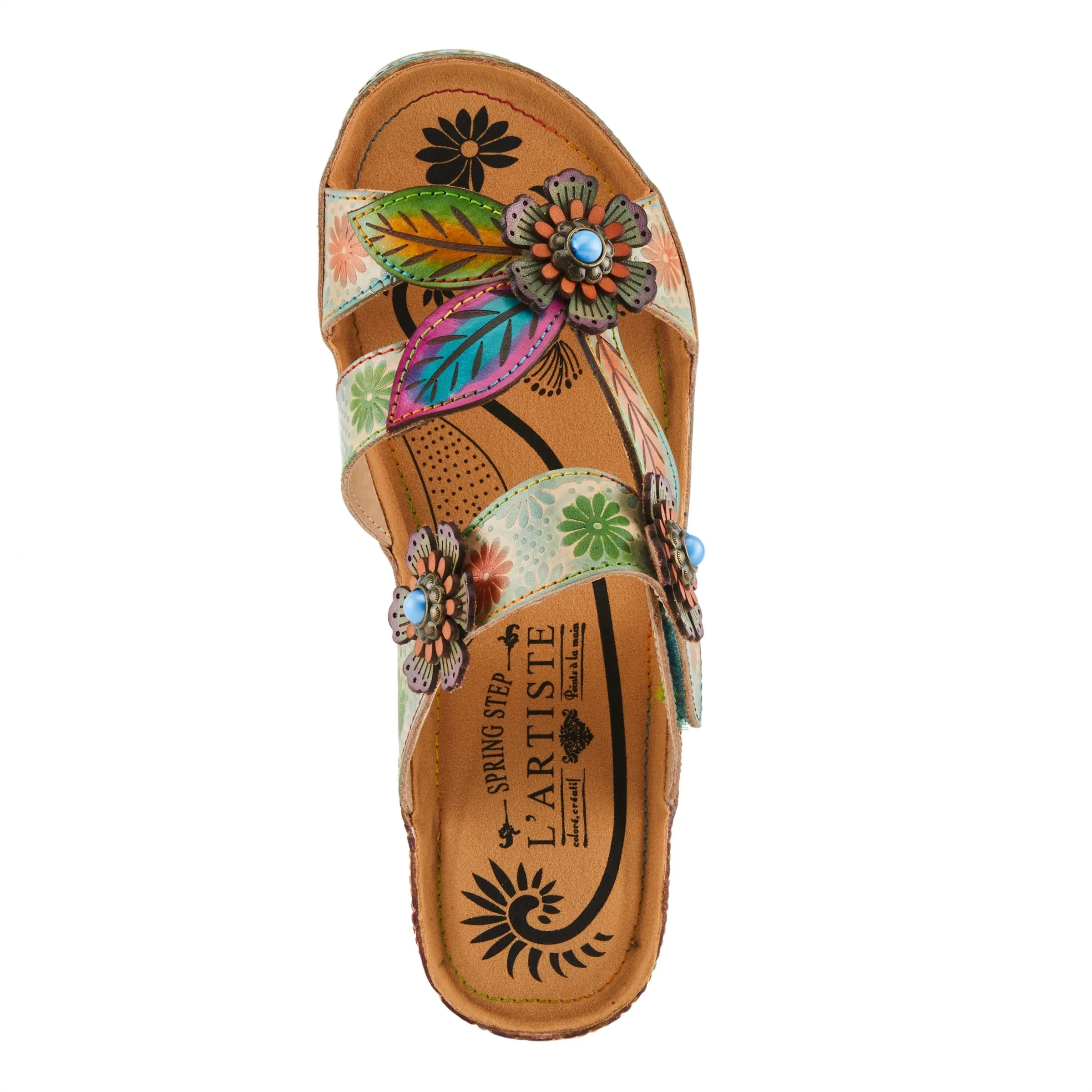Spring Step Shoes L'Artiste Pillow Soft Sandals Women's Hand Painted Leather