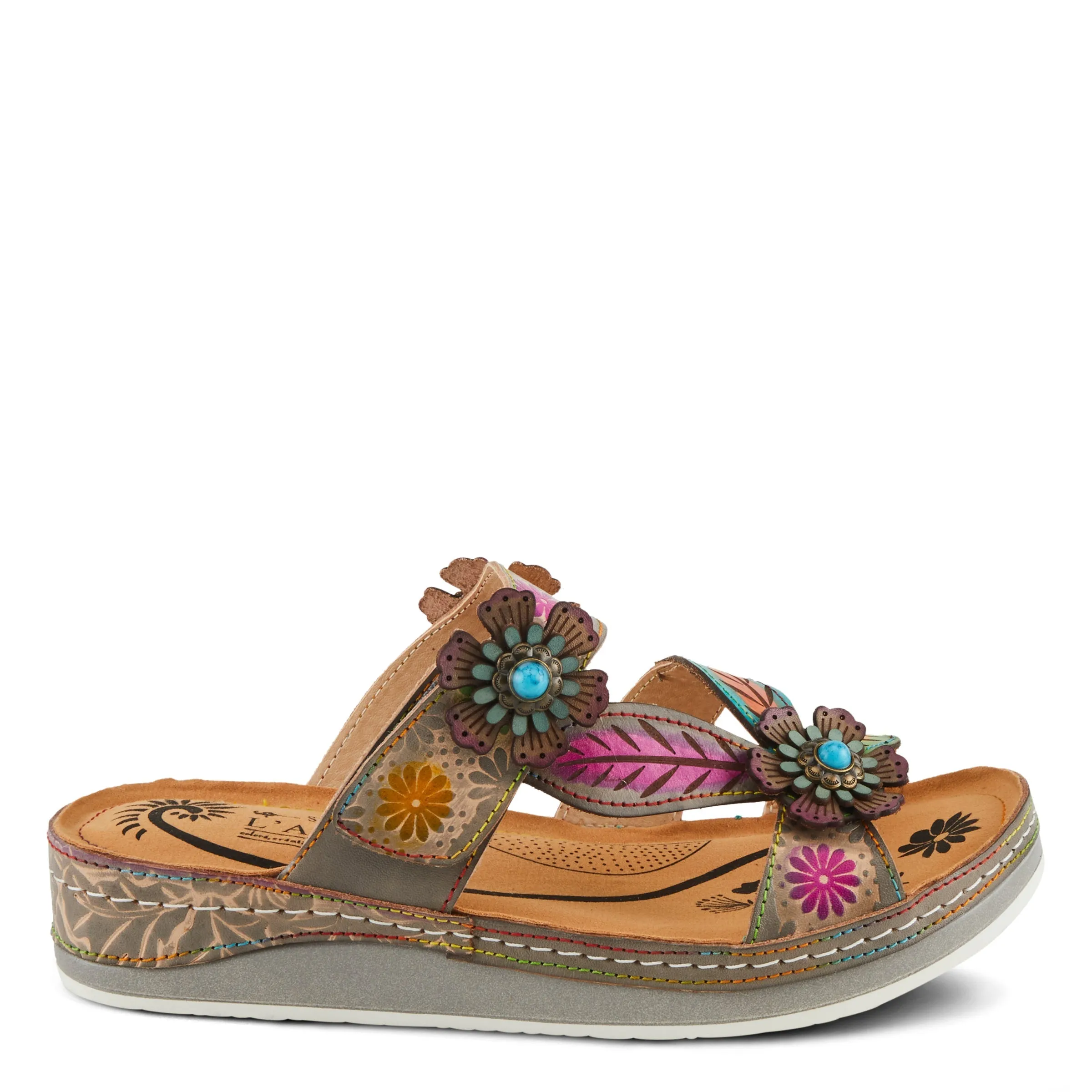 Spring Step Shoes L'Artiste Pillow Soft Sandals Women's Hand Painted Leather