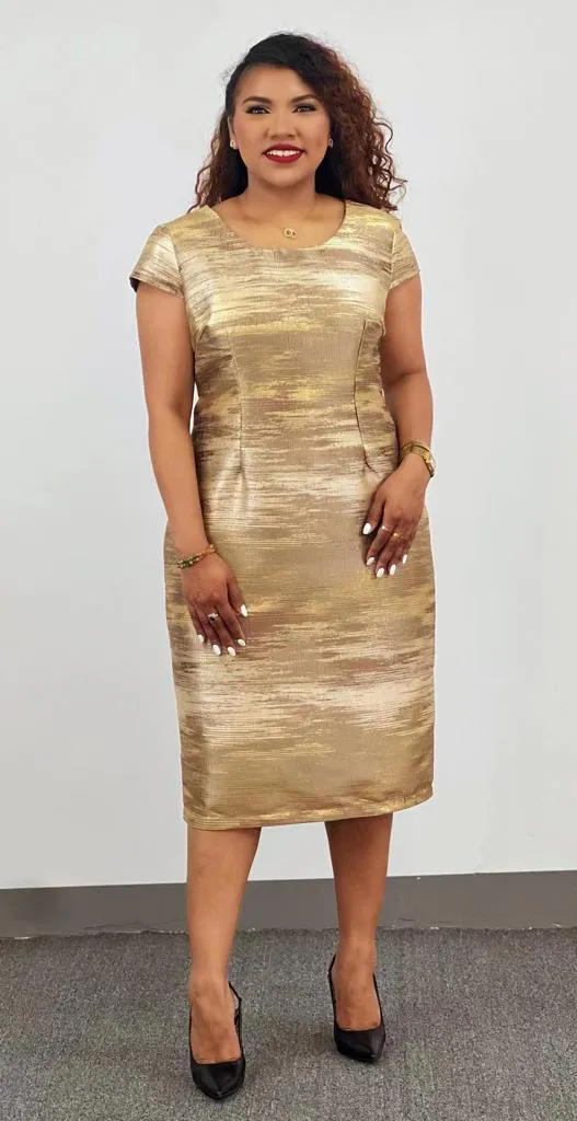 Stunning Gold Shades Long Jacket Dress for Weddings