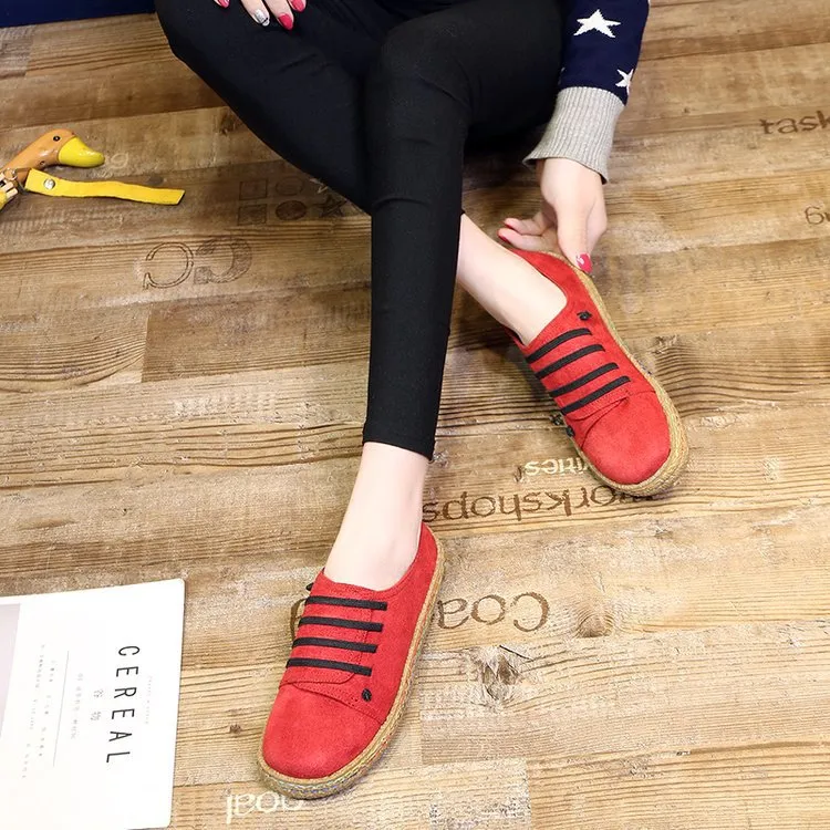 Suede Slip On Soft Loafers Lazy Casual Flat Shoes For Women