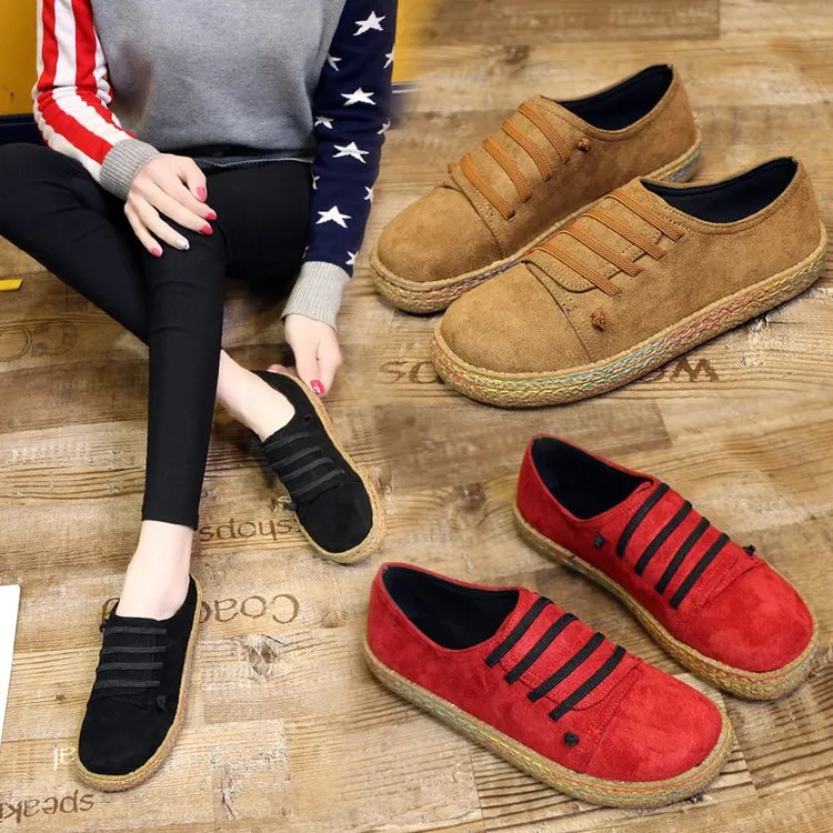 Suede Slip On Soft Loafers Lazy Casual Flat Shoes For Women