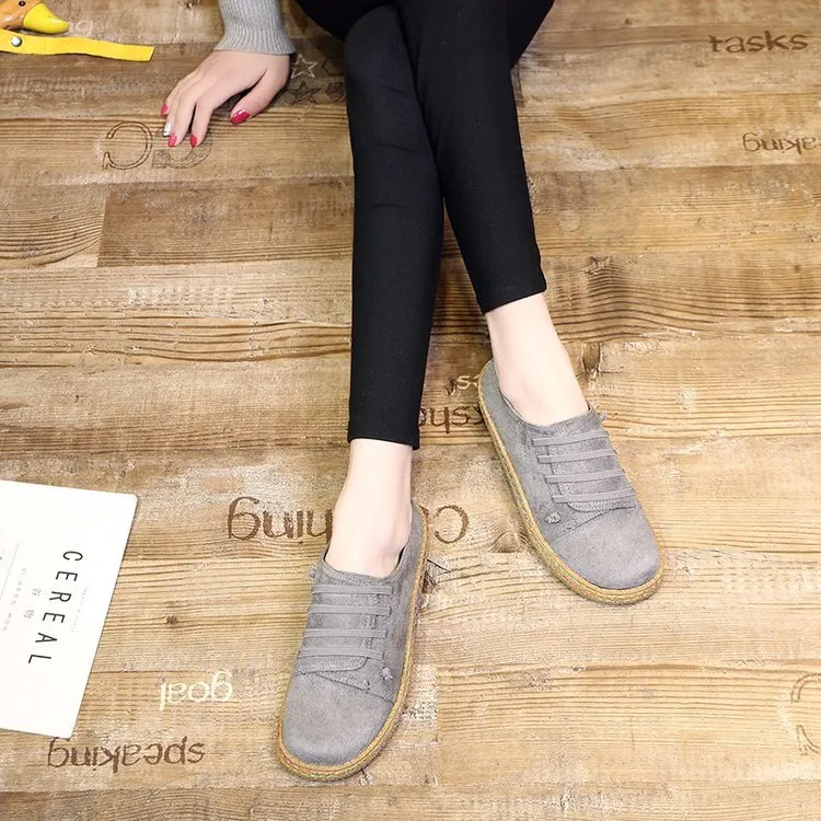 Suede Slip On Soft Loafers Lazy Casual Flat Shoes For Women