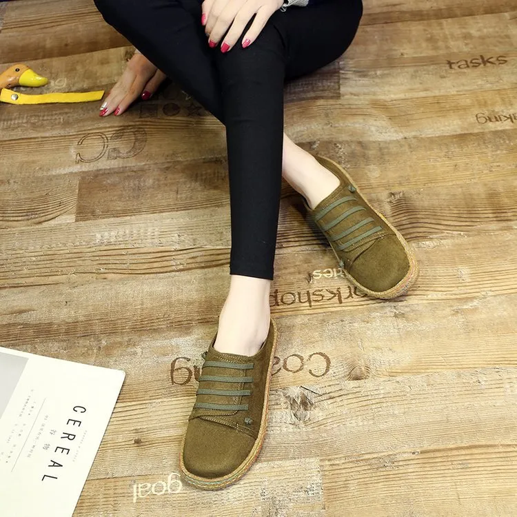Suede Slip On Soft Loafers Lazy Casual Flat Shoes For Women