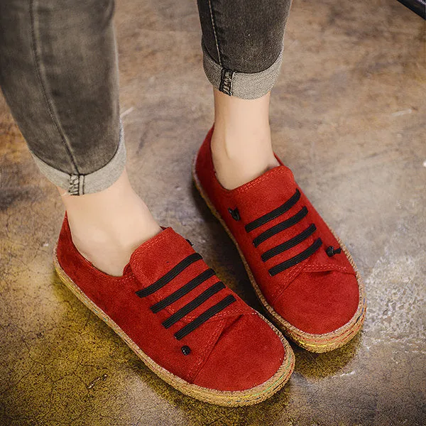 Suede Slip On Soft Loafers Lazy Casual Flat Shoes For Women