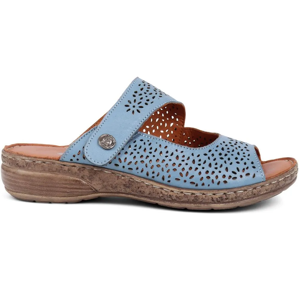 Touch-Fasten Leather Mule Sandals  - DRTMA39005 / 325 497