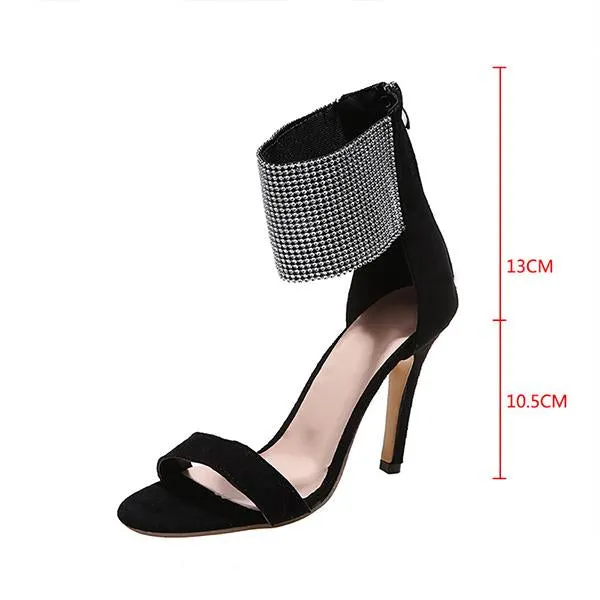 Women's Fashionable Rhinestone Zipper Dress Sandals 00727699S