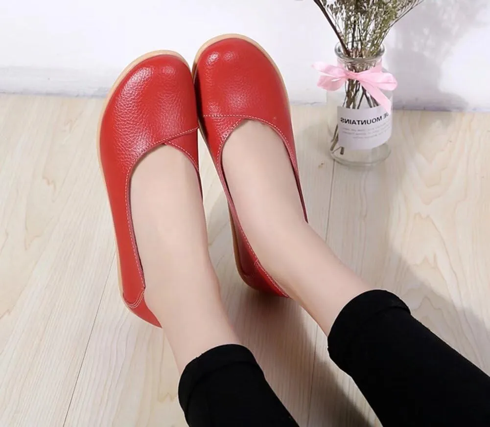 Women's Leather Shoes Loafers Slip-Ons Flats Casual Walking Driving