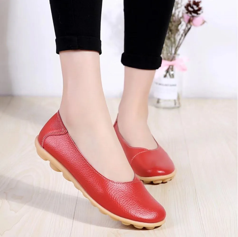 Women's Leather Shoes Loafers Slip-Ons Flats Casual Walking Driving