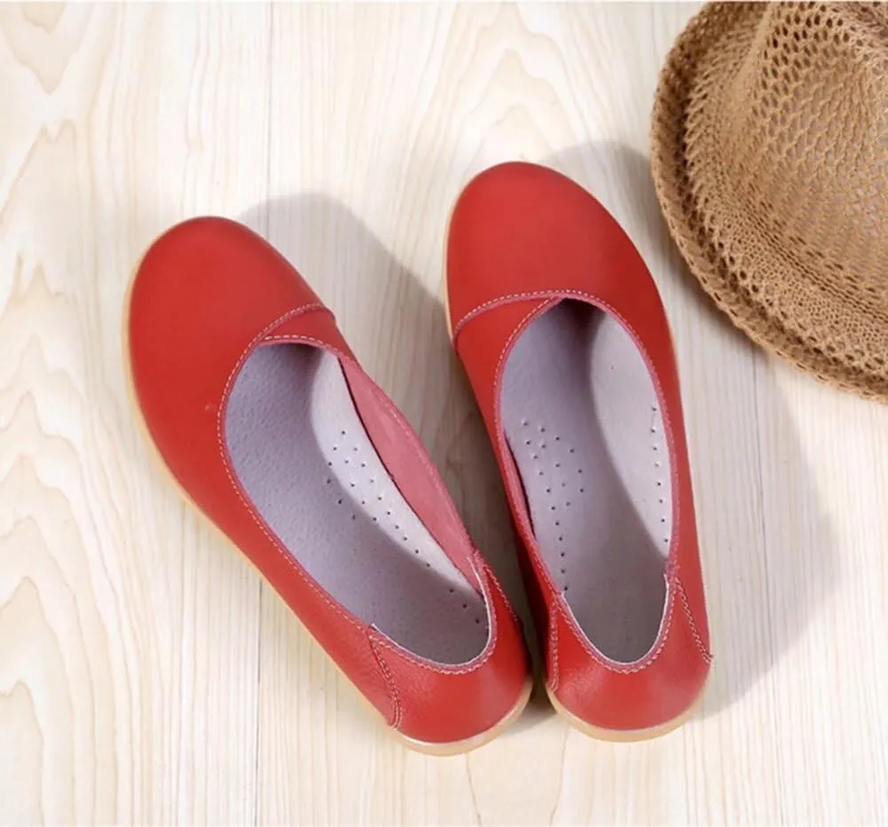 Women's Leather Shoes Loafers Slip-Ons Flats Casual Walking Driving