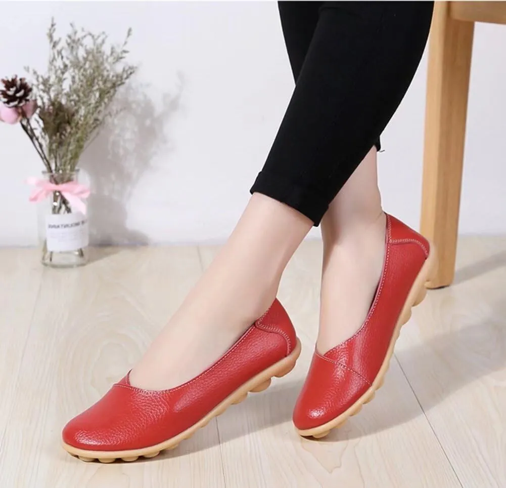Women's Leather Shoes Loafers Slip-Ons Flats Casual Walking Driving