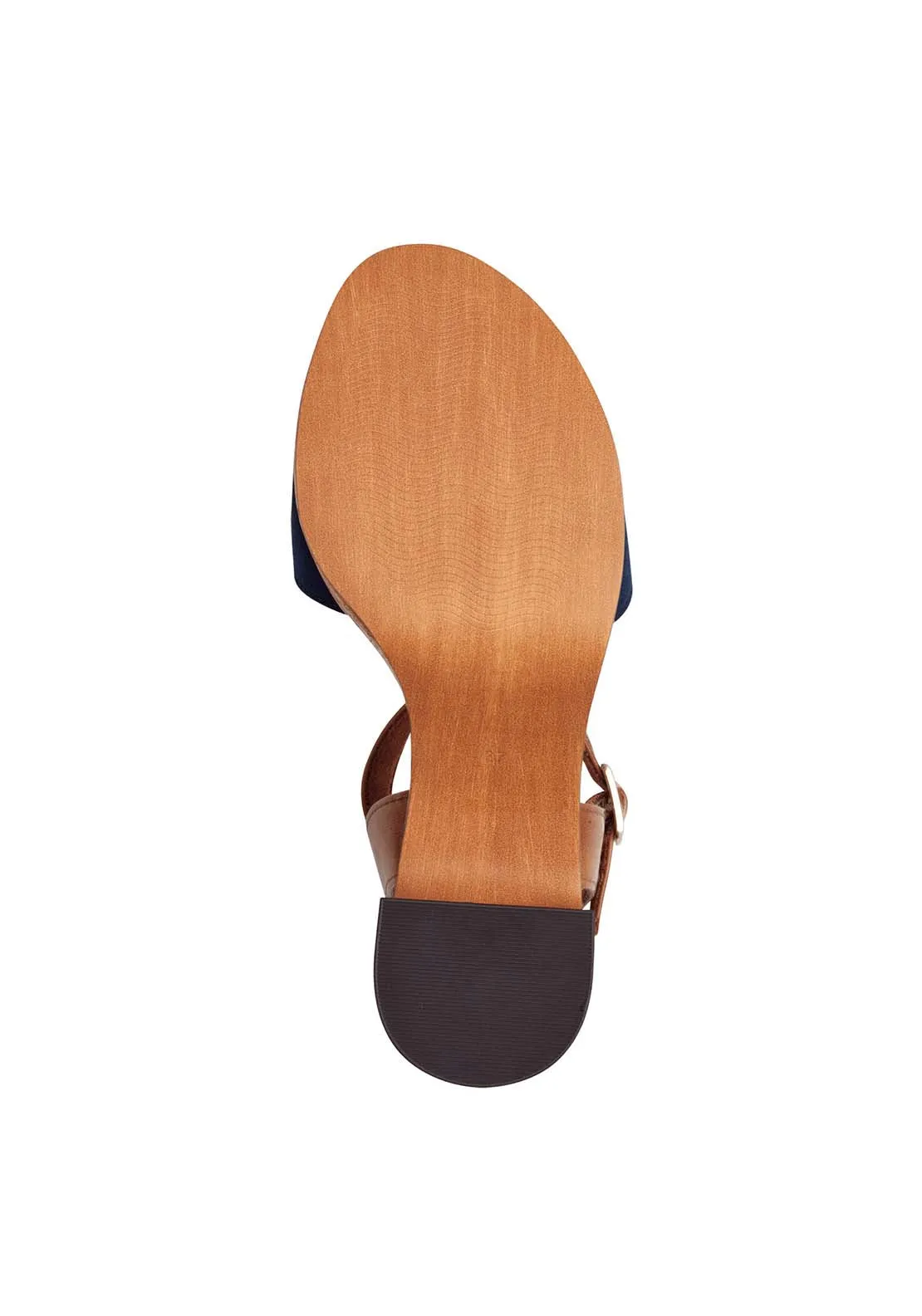 Wooden Block Heel Sand - Navy