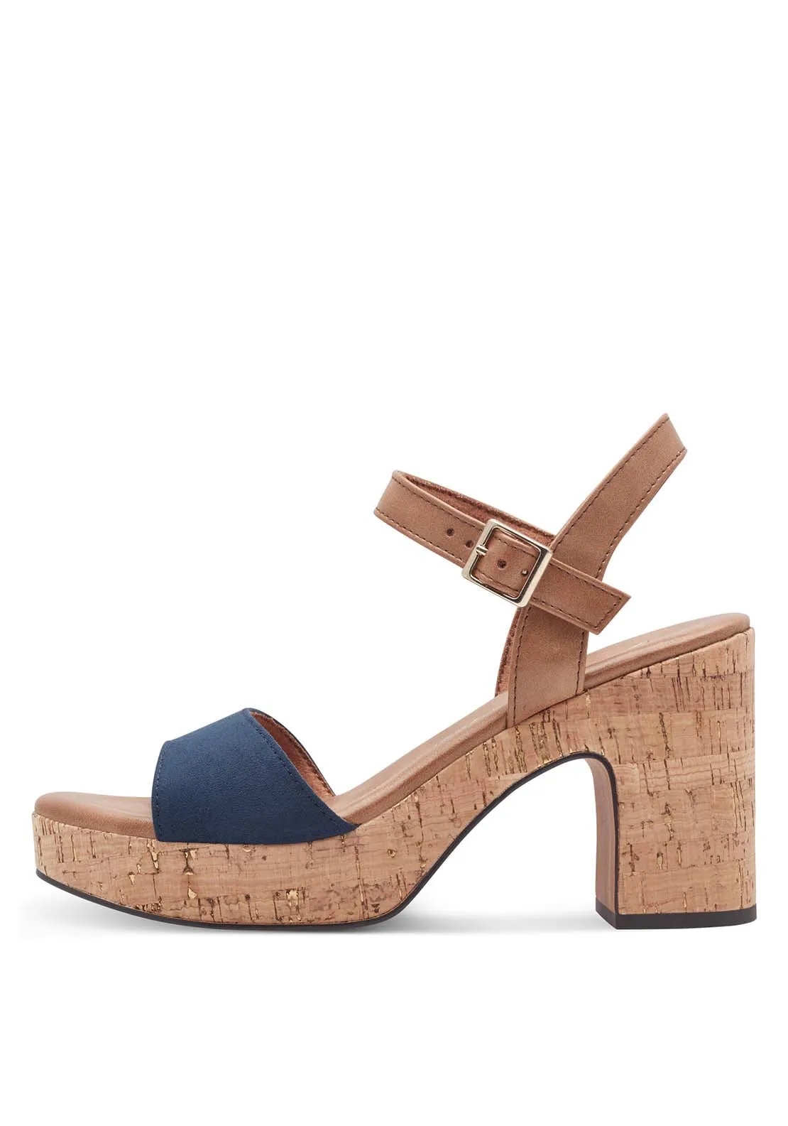 Wooden Block Heel Sand - Navy