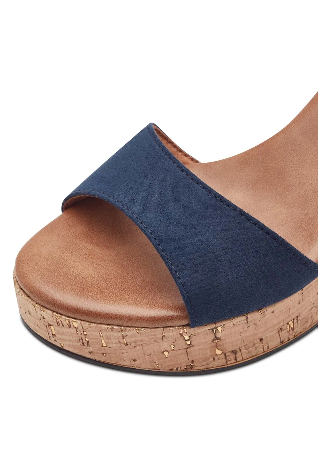 Wooden Block Heel Sand - Navy